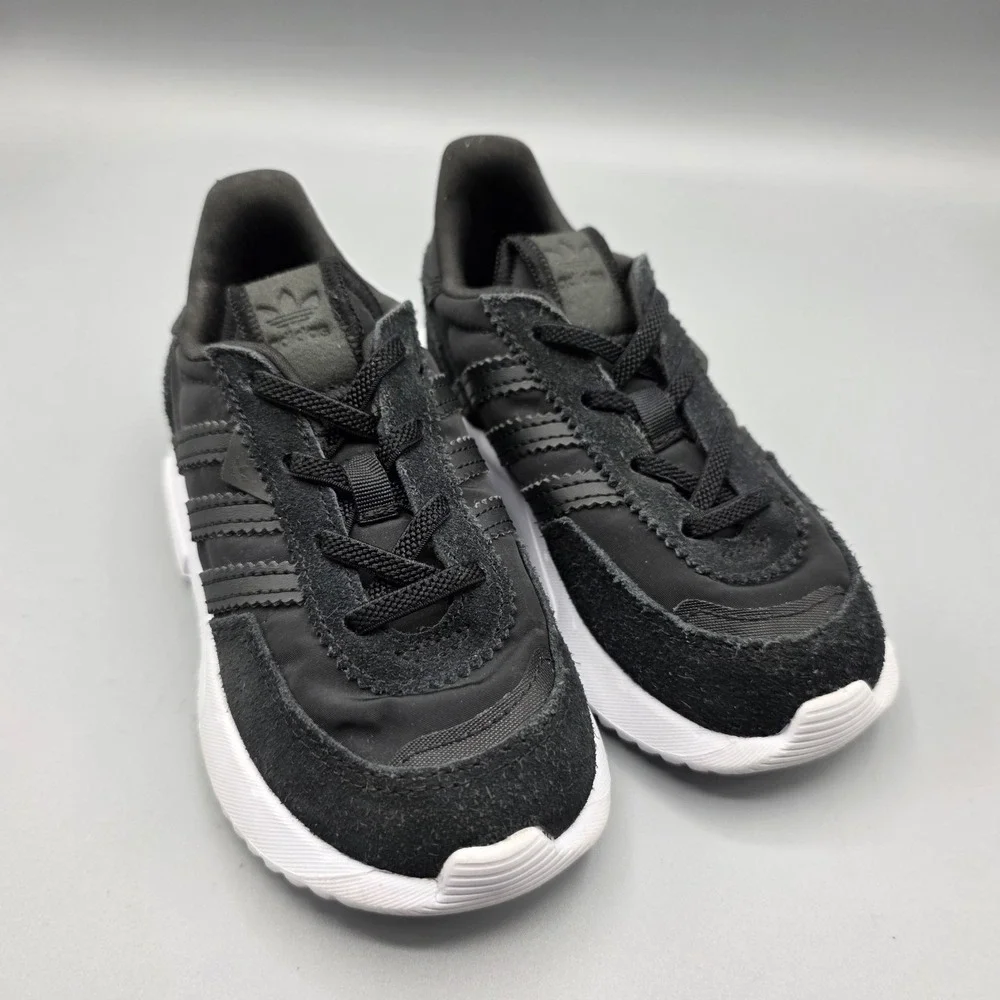 Adidas Retropy F2 EL I Sneakers Shoes Toddler 9 Black Leather Nylon‎ Kids GW3316